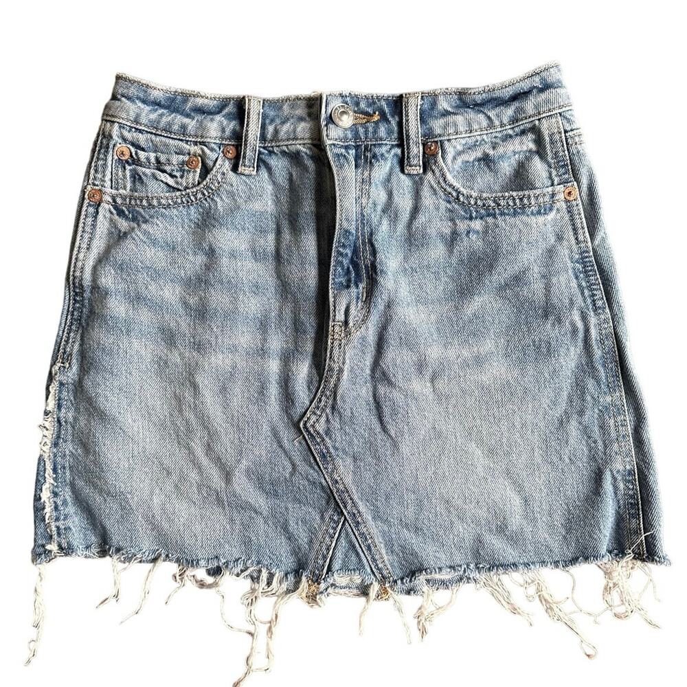 American Eagle AE Super Hi-Rise A-line Denim Jean Skirt Women's size 00 grunge